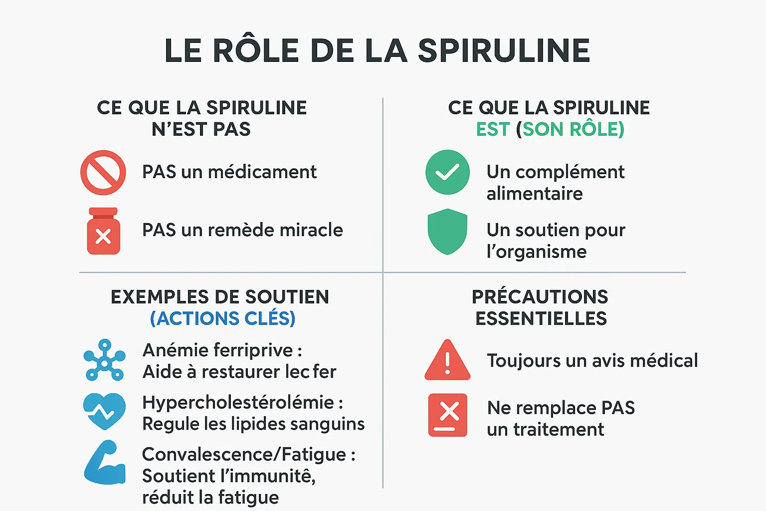 Illustration sur les bienfaits de la spiruline