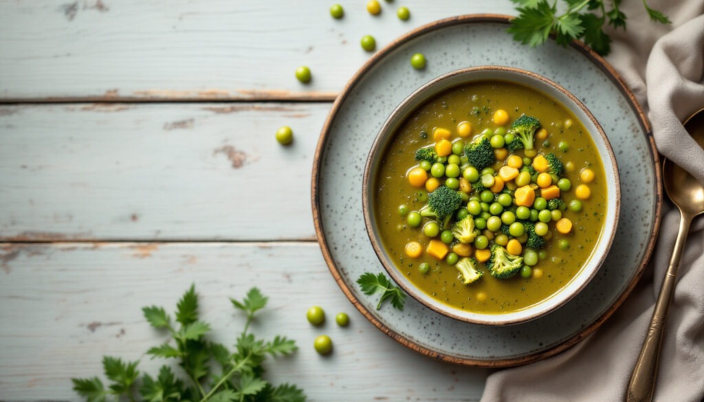 Soupe de brocoli et pois cassés