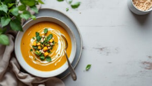 Soupe de courge au curry et lait de coco