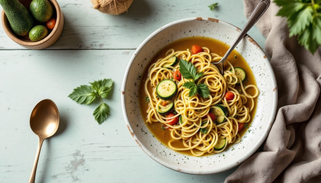 Soupe de courgette aux vermicelles