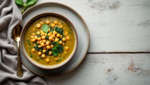 Soupe d&rsquo;épinards et pois chiches