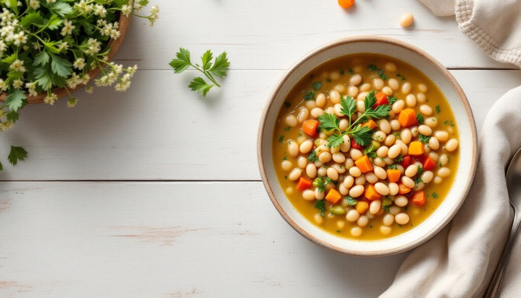 Soupe de haricots blancs et légumes