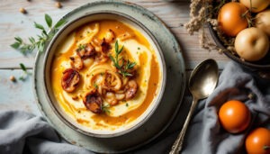 Soupe à l&rsquo;oignon gratinée légère