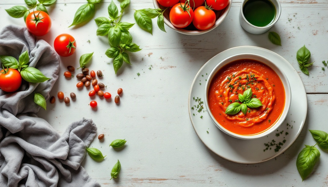 Soupe de tomate au basilic