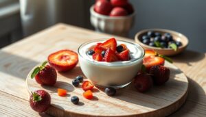 Yaourt allégé sur lit de fruits