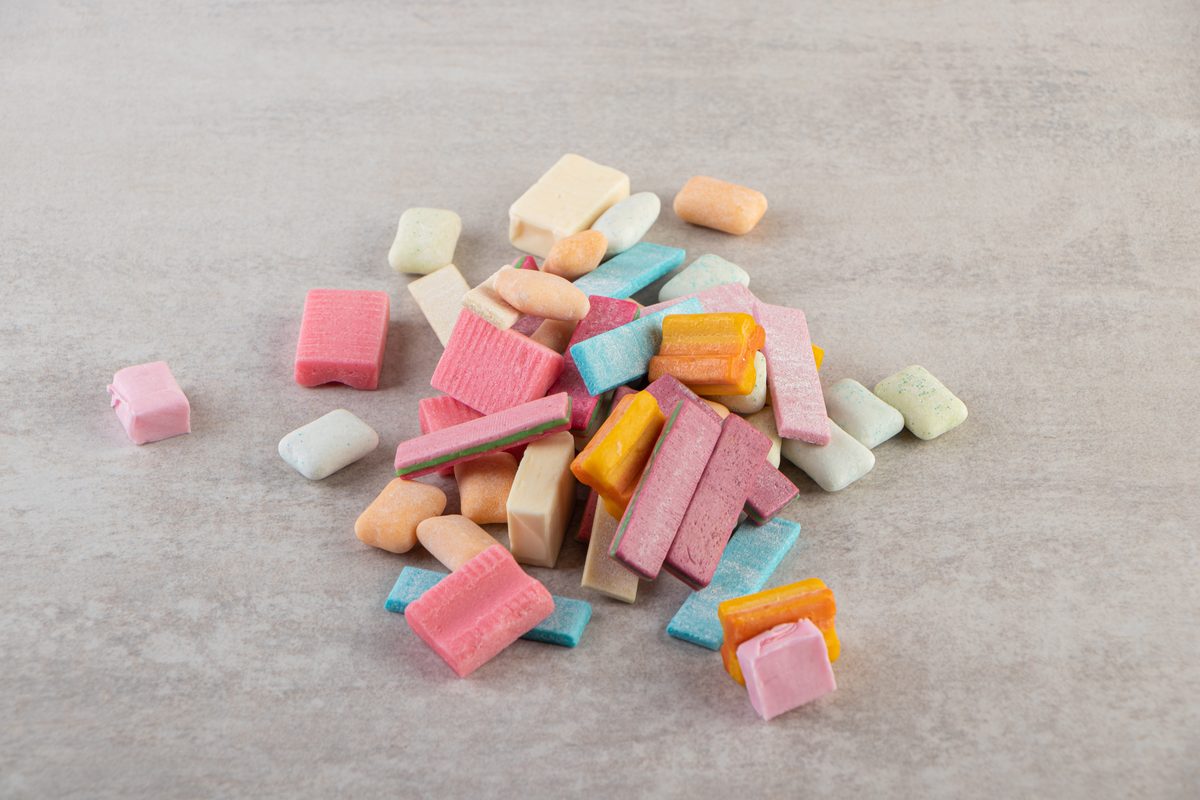 Assortment of sugar-coated and stick chewing gums