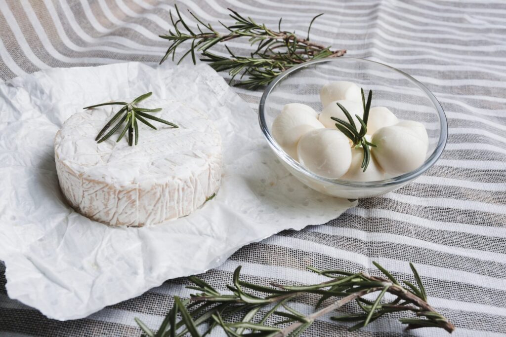 Assortment of different cheeses on a table