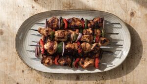 Marinated chicken skewers