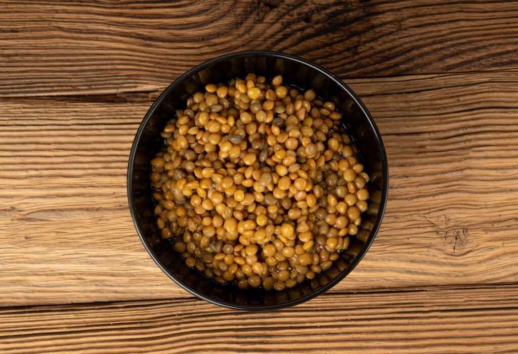 Cooked green lentils