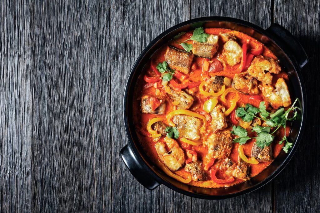 White fish moqueca with coconut milk and pepper