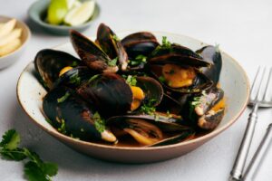 Moules au curry et lait de coco à la thaïe
