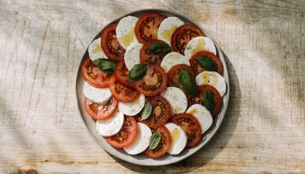 Caprese salad with tomato and mozzarella
