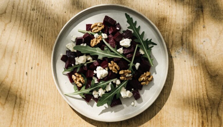 Salade de betterave, chèvre et noix