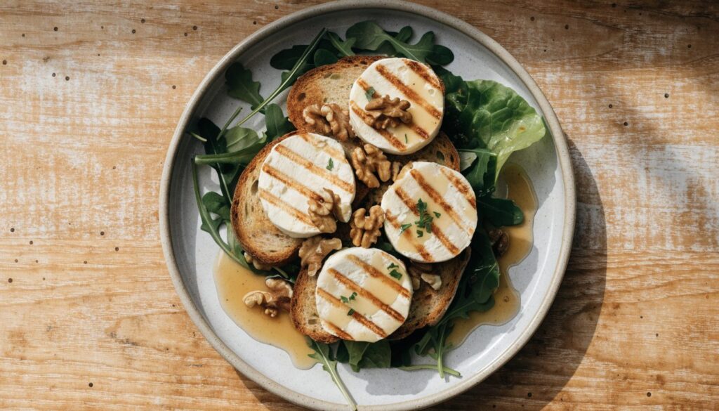 Warm goat's cheese salad