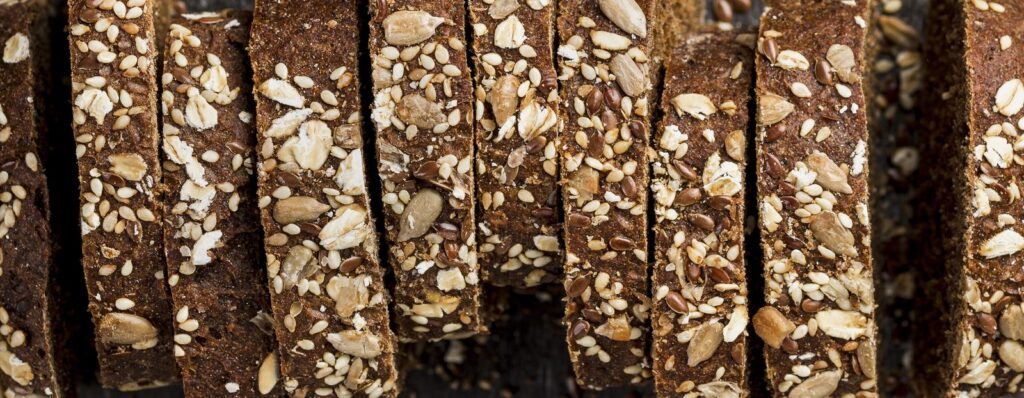 Slices of wholemeal bread with seeds