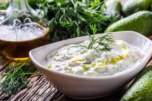 Tzatziki with cucumber, yoghurt and dill