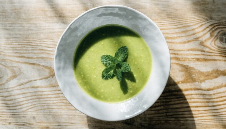 Velouté de petits pois à la menthe