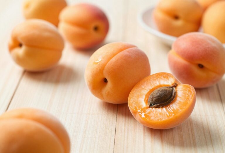 Fresh apricots, one cut open