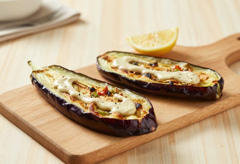 Aubergines rôties, sauce tahini