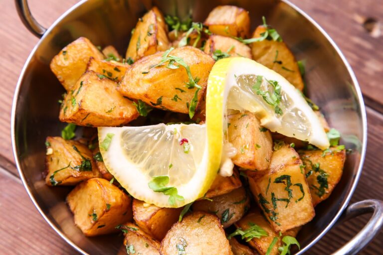 Batata harra, sautéed potatoes with coriander and lemon