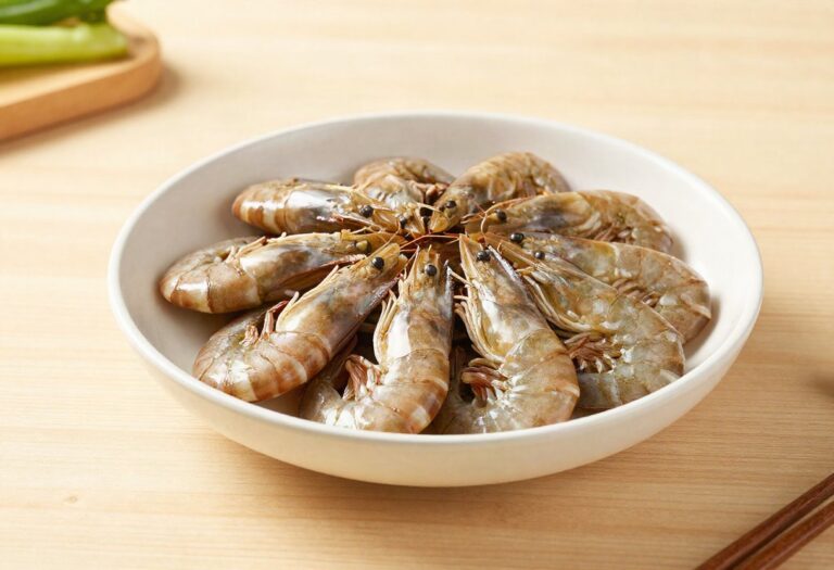 Bowl of brown shrimp