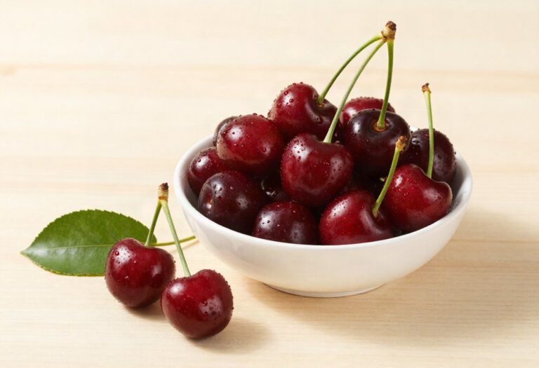 Bowl of morello cherries