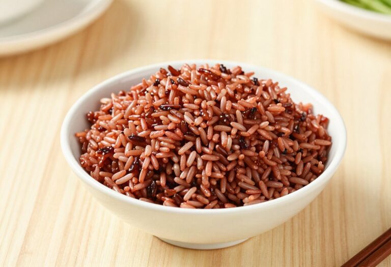 Bowl of cooked red rice