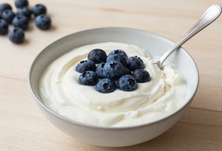Bowl of thick blueberry skyr