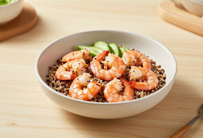 Bowl de crevettes, quinoa et légumes