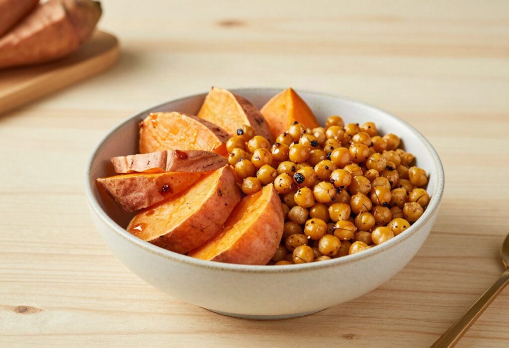 Sweet potato and roast chickpea Buddha bowl