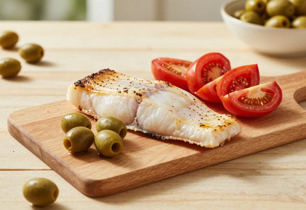 Provençal cod with tomatoes and olives