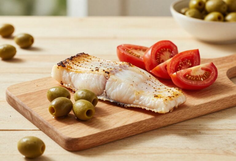 Cabillaud à la provençale, tomates et olives