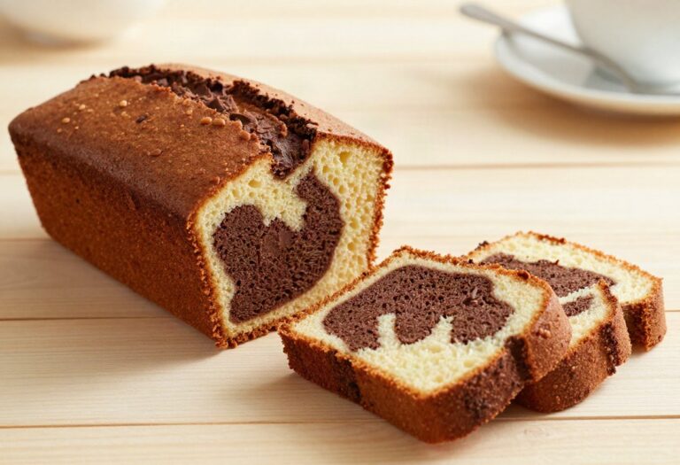 Healthy chocolate and vanilla marble cake