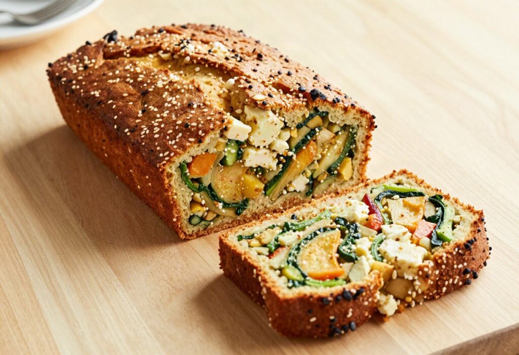 Savoury vegetable and feta loaf cake