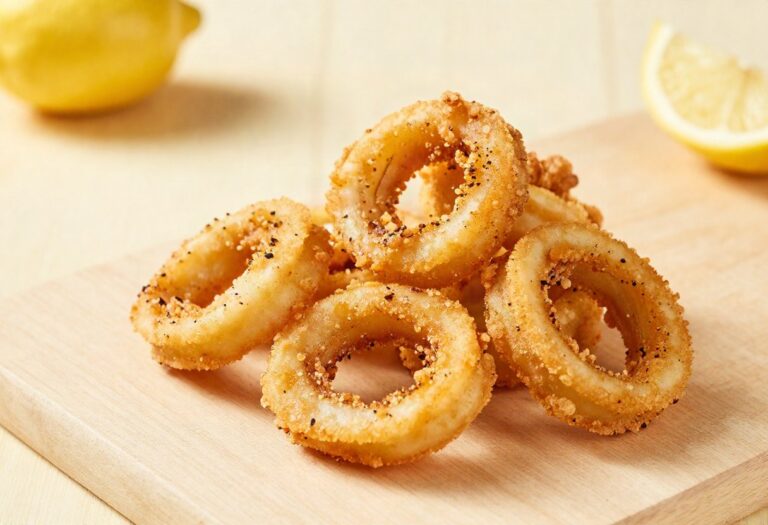 Fried squid with lemon