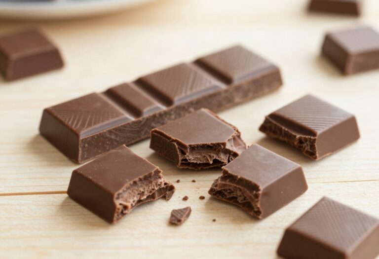 Squares of milk chocolate
