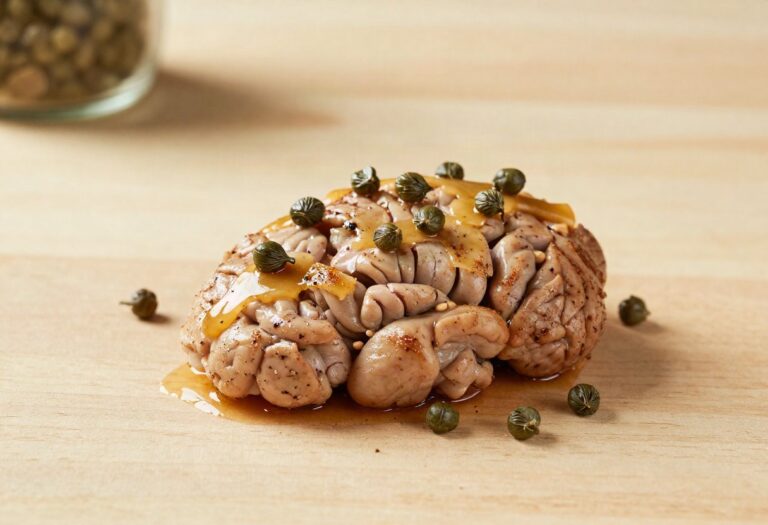 Calf's brain meunière with capers