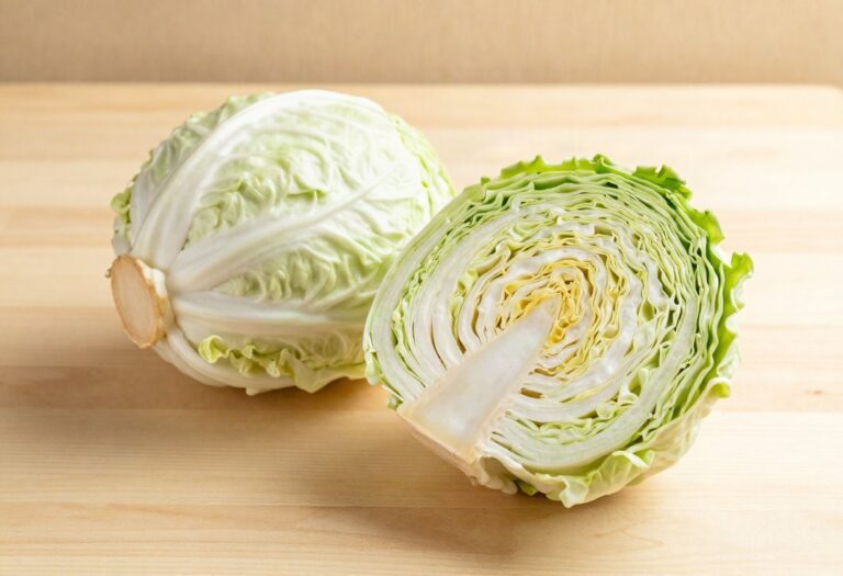 White cabbage cut in half