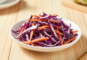 Lighter coleslaw with red cabbage and carrot