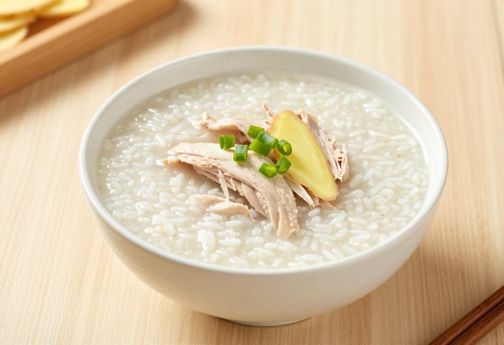 Congee de riz au poulet et gingembre