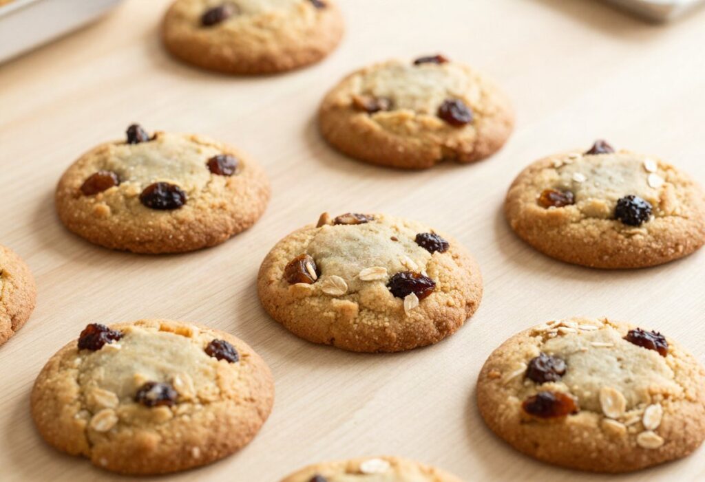 Oat flake and raisin cookies