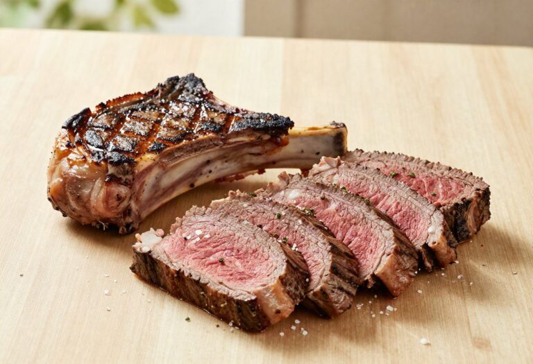 Grilled and sliced rib of beef