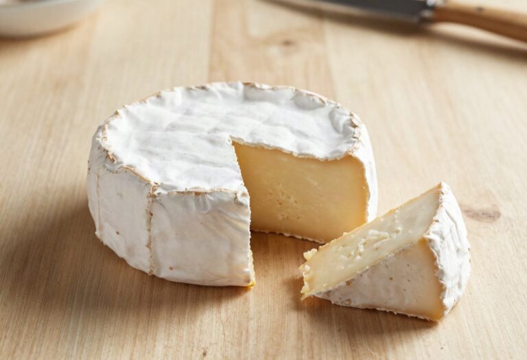 Coulommiers with a slice cut