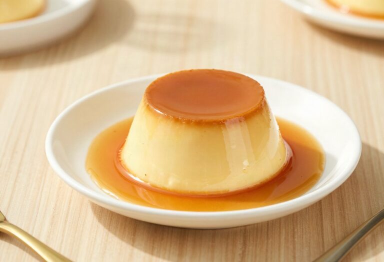 Crème caramel with sauce