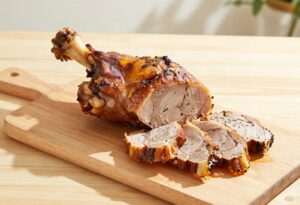 Sliced roast leg of pork
