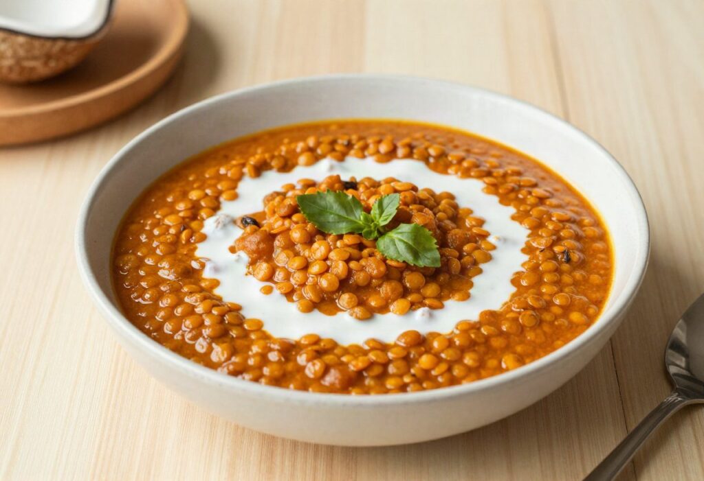Red lentil curry with coconut milk