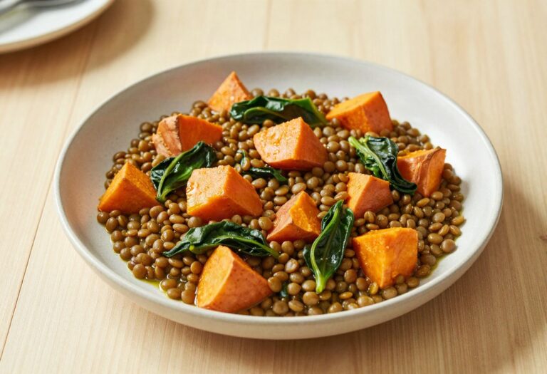 Lentil, sweet potato and spinach curry