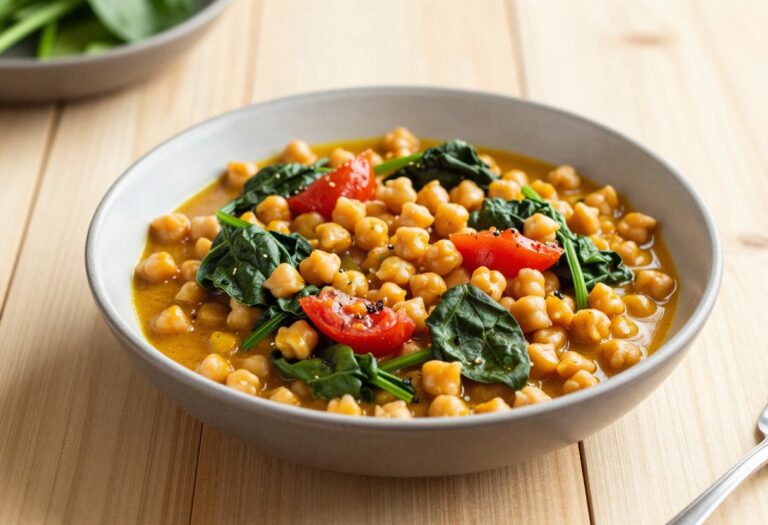 Curry de pois chiches, épinards et tomate