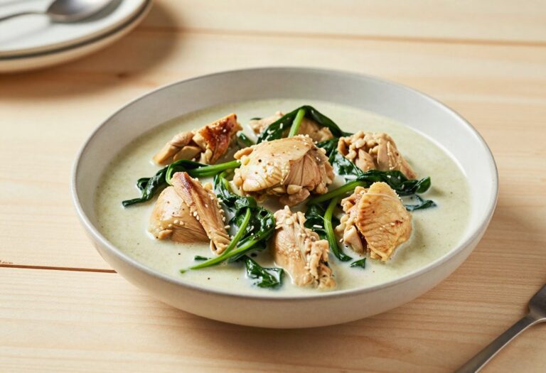 Curry de poulet aux épinards et lait de coco