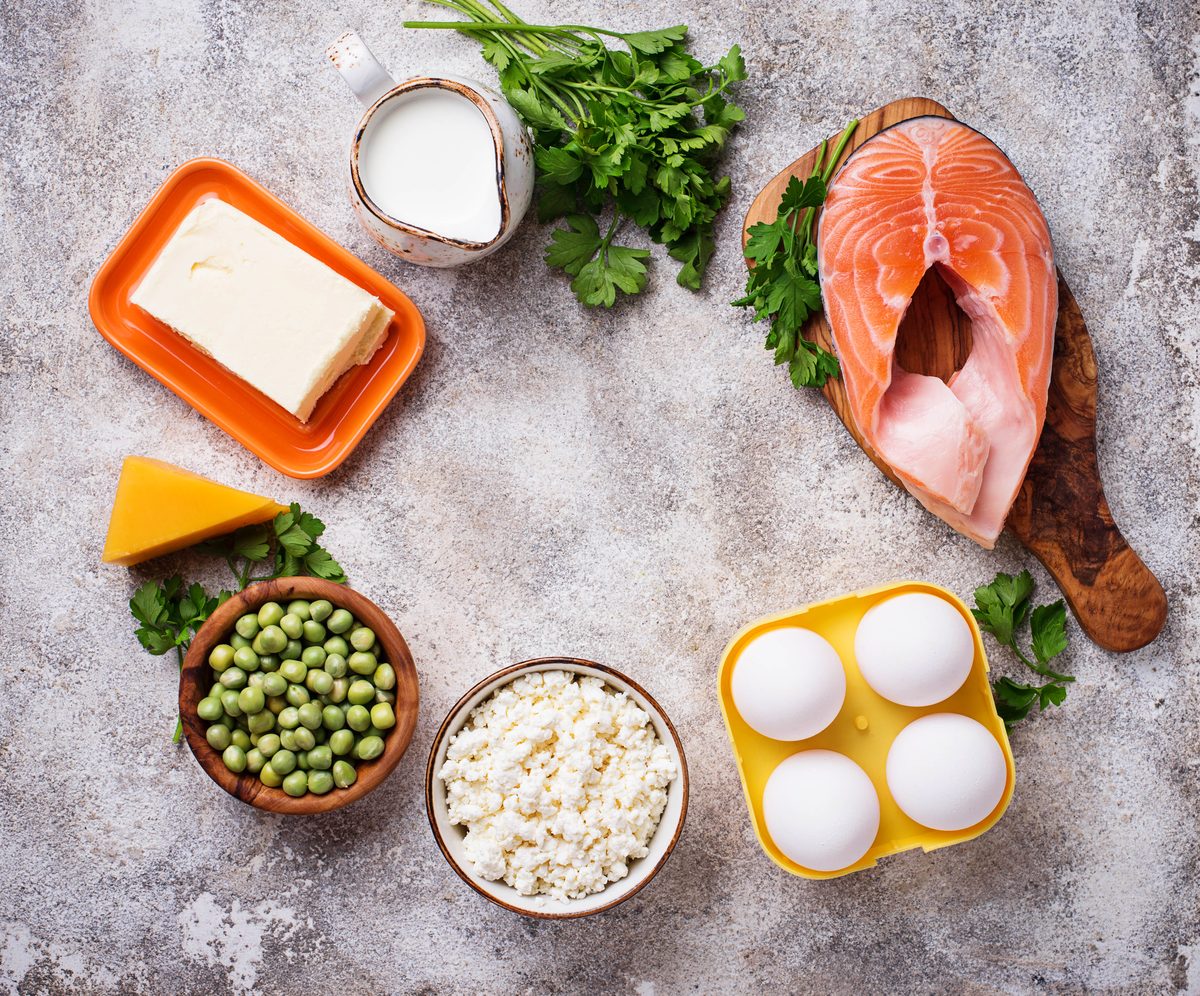 Salmon steak, eggs, butter, cheese and milk, foods that provide vitamin D